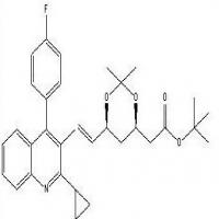 2-((4S,6R)-6-((E)-2-(2-cyclopropyl-4-(4-fluorophenyl)quinolin-3-yl)vinyl)-2,2-dimethyl-1,3-dioxan-4-yl)acetate 2-((4S,6R)-6-((E)-2-(2-cyclopropyl-4-(4-fluorophenyl)quinolin-3-yl)vinyl)-2,2-dimethyl-1,3-dioxan-4-yl)acetate