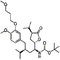 Tert-Butyl(1S,3S)-1-((2S,4S)-4-isopropyl-5-oxotetrahydrofuran-2-yl)-3-(4-methoxy-3-(3-methoxypropoxy)benzyl)-4-methylpentylcarbamate Tert-Butyl(1S,3S)-1-((2S,4S)-4-isopropyl-5-oxotetrahydrofuran-2-yl)-3-(4-methoxy-3-(3-methoxypropoxy)benzyl)-4-methylpentylcarbamate